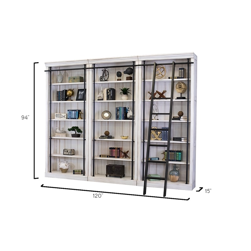 Scranton & Co 8' Tall Wood Bookcase Wall Ladder Storage White 120