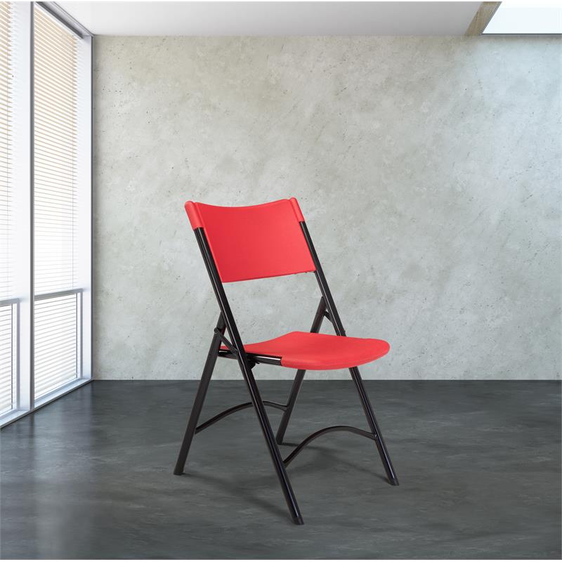 Scranton & Co Premium Resin-Plastic Folding Chairs in Red (Set of 4)