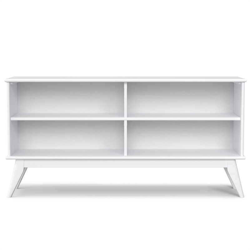 scranton & co solid wood low bookcase with 4 shelves in white finish