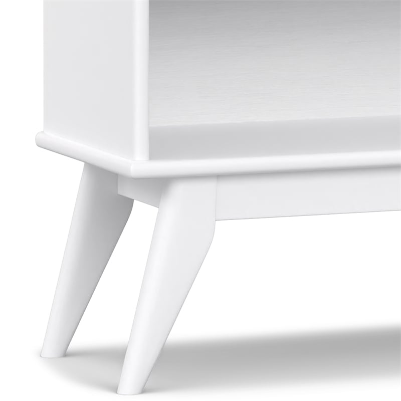 scranton & co solid wood low bookcase with 4 shelves in white finish