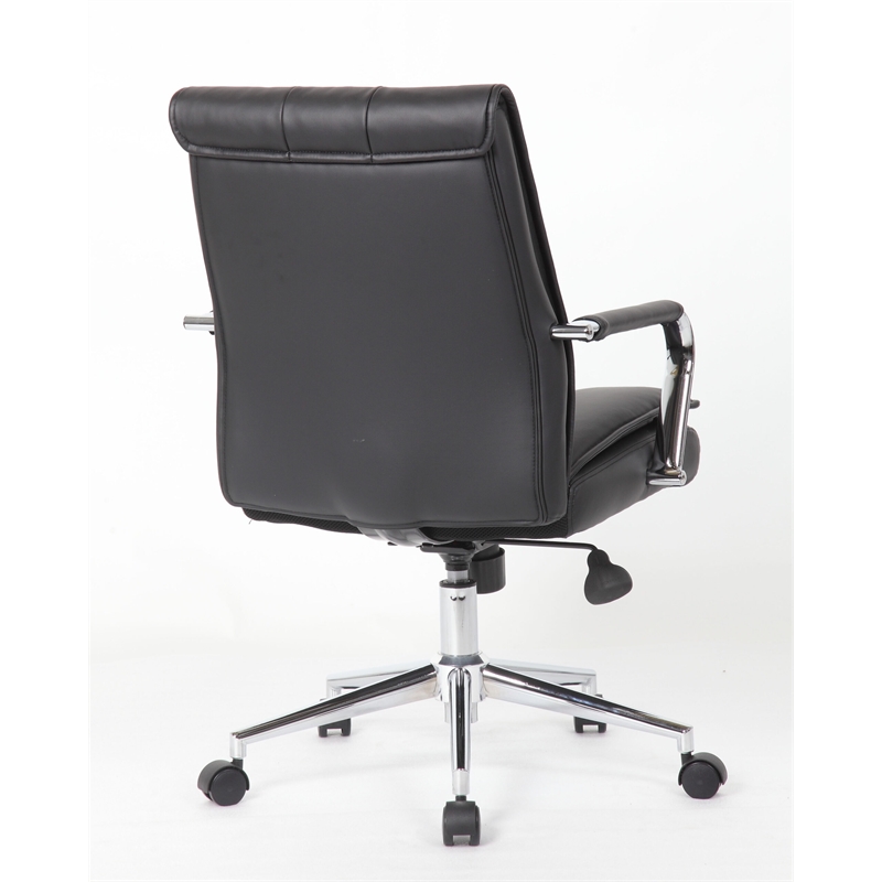 Scranton & Co Pillow-Top Task Chair with Chrome Arms and Base in Black
