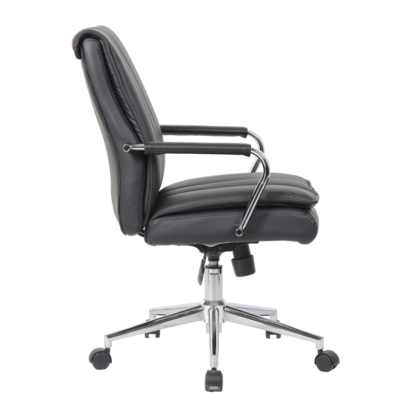 Scranton & Co Pillow-Top Task Chair with Chrome Arms and Base in Black