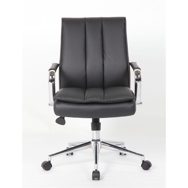 Scranton & Co Pillow-Top Task Chair with Chrome Arms and Base in Black