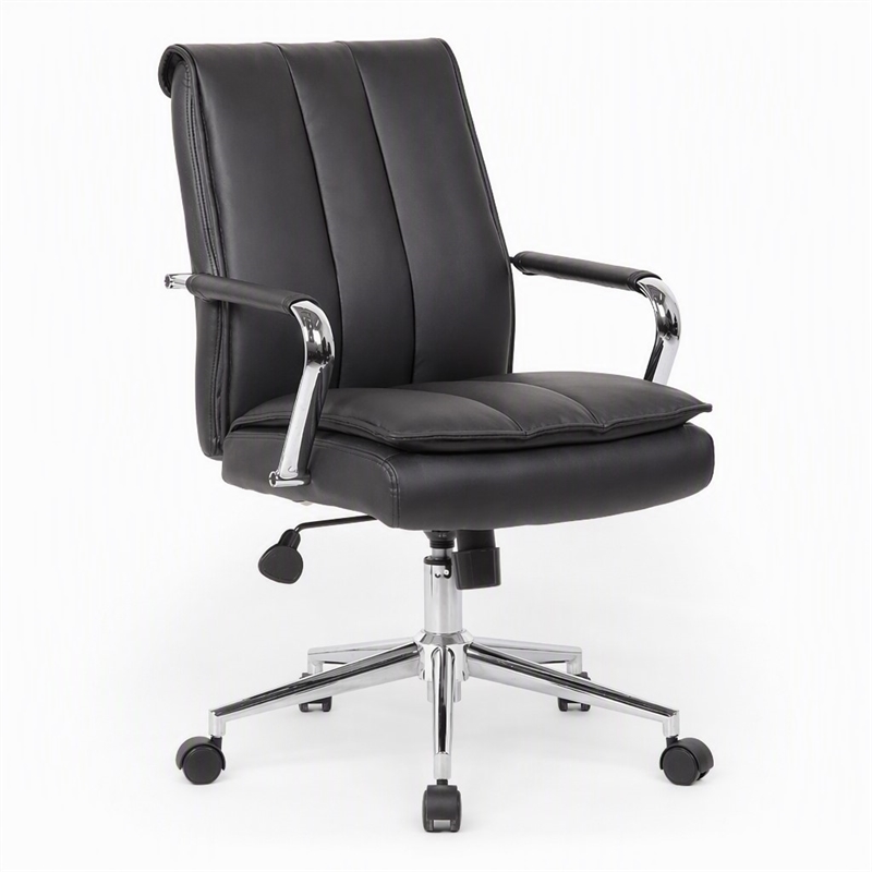 Scranton & Co Pillow-Top Task Chair with Chrome Arms and Base in Black