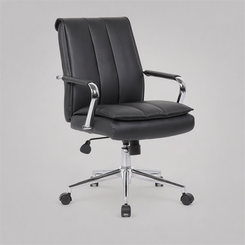 Scranton & Co Pillow-Top Task Chair with Chrome Arms and Base in Black