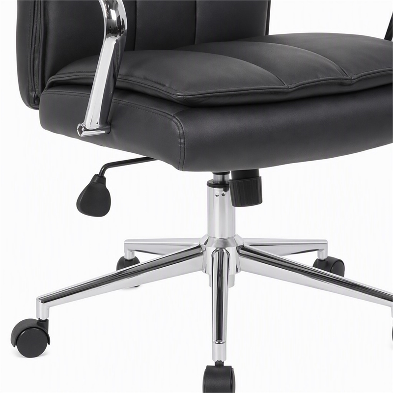 Scranton & Co Pillow-Top Task Chair with Chrome Arms and Base in Black