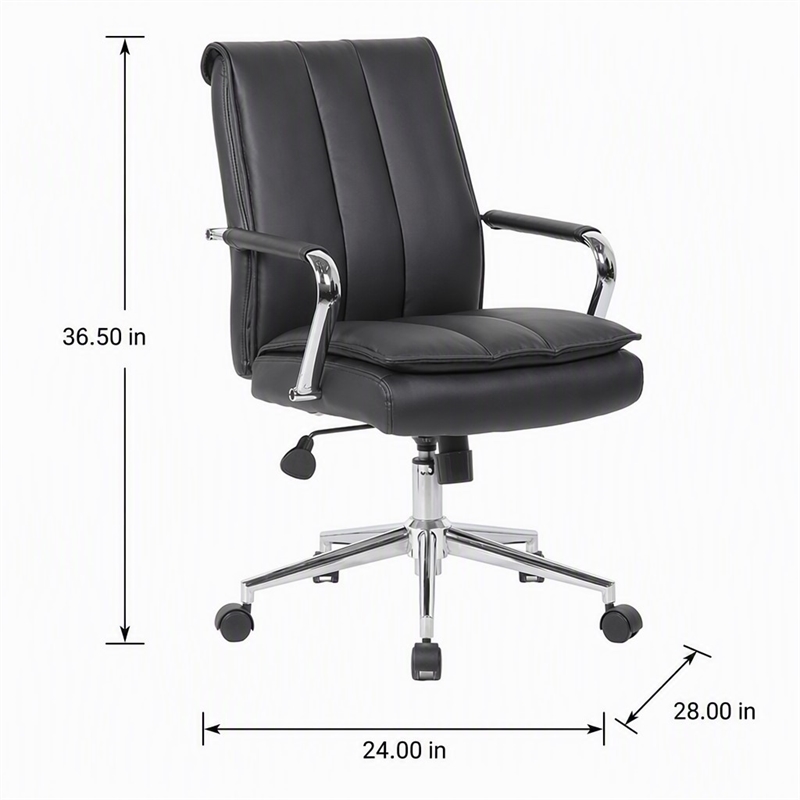 Scranton & Co Pillow-Top Task Chair with Chrome Arms and Base in Black