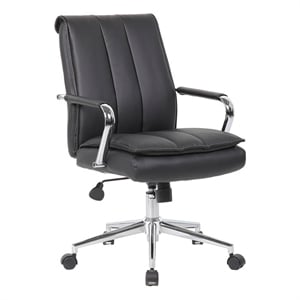 Scranton & Co Pillow-Top Task Chair with Chrome Arms and Base in Black