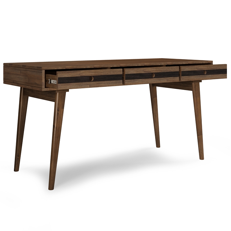 Scranton & Co Solid Wood Desk with Drawers in Rustic Natural Aged Brown