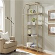 Scranton & Co 4 Shelf Etagere Bookcase in Antique Gold Metal Glass