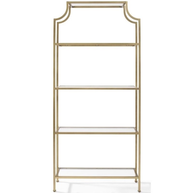 Scranton & Co 4 Shelf Etagere Bookcase in Antique Gold Metal Glass