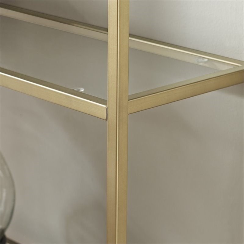 Scranton & Co 4 Shelf Etagere Bookcase in Antique Gold Metal Glass