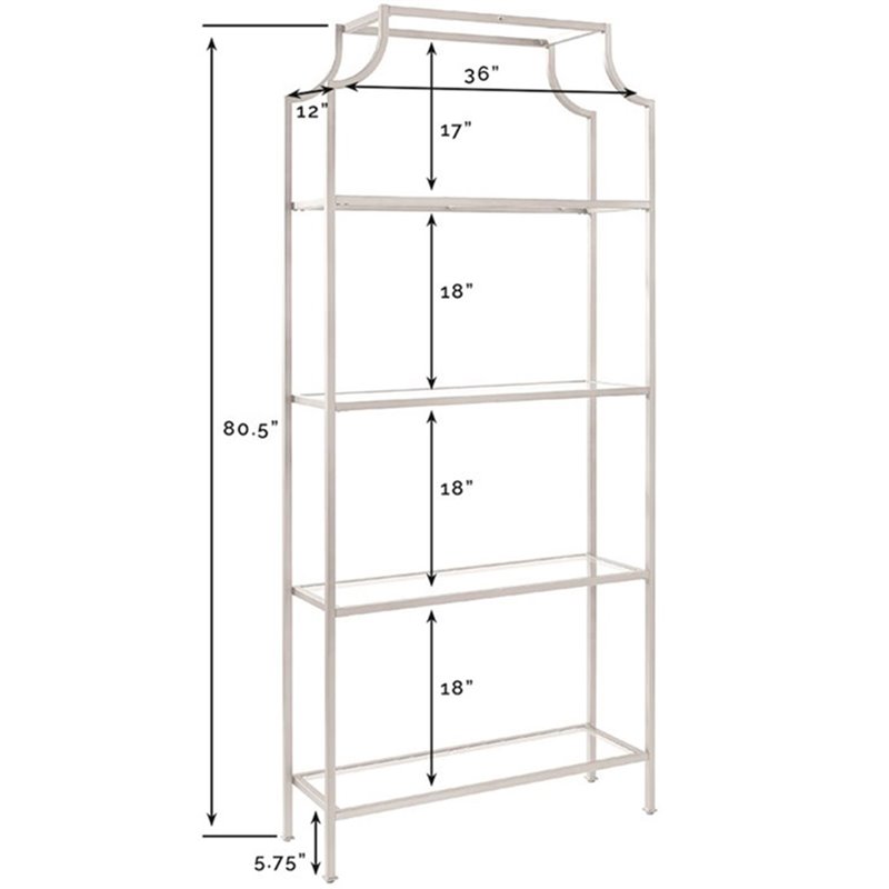 Scranton & Co 4 Shelf Etagere Bookcase in Antique Gold Metal Glass