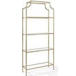 Scranton & Co 4 Shelf Etagere Bookcase in Antique Gold Metal Glass