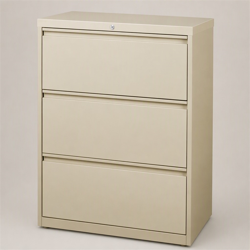 Scranton & Co 3-Drawer Metal Lateral File Cabinet in Putty 36