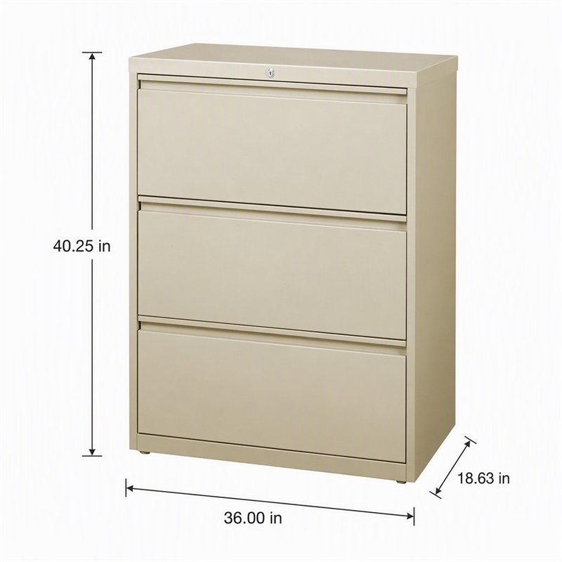 Scranton & Co 3-Drawer Metal Lateral File Cabinet in Putty 36