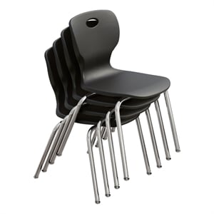 Scranton & Co 16&quot Plastic Stacking Student Chairs - Black (Set of 4)