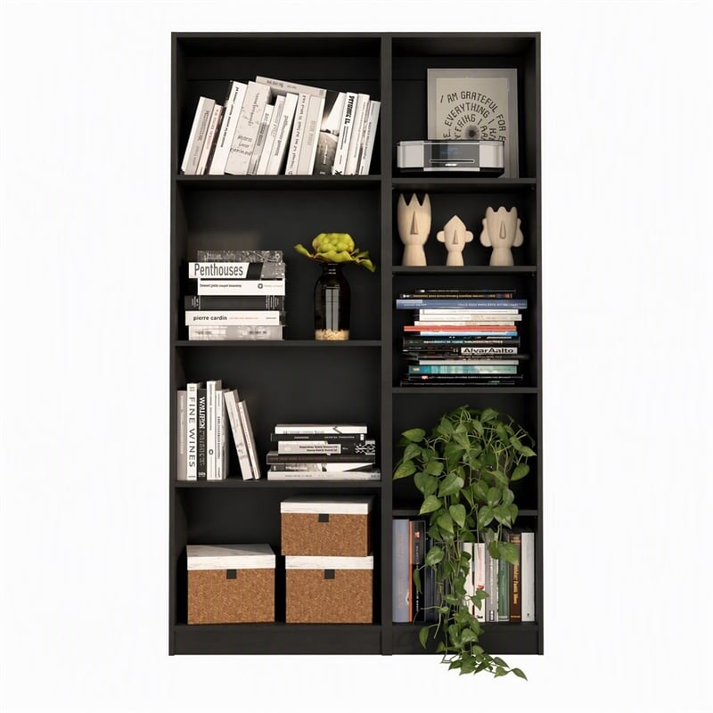 Scranton & Co Sutton 2 Piece Living Room Set in Black Engineered Wood