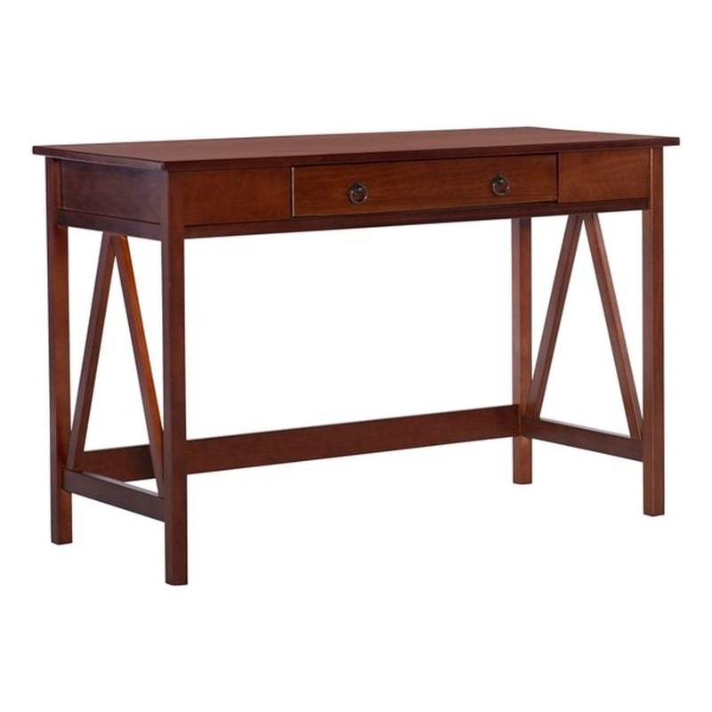 Scranton & Co Pine Wood 1 Drawer Desk in Antique Tobacco 46x20x30