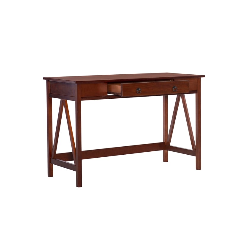 Scranton & Co Pine Wood 1 Drawer Desk in Antique Tobacco 46x20x30