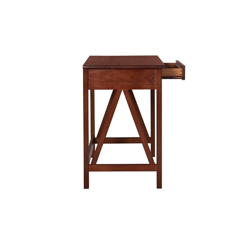 Scranton & Co Pine Wood 1 Drawer Desk in Antique Tobacco 46x20x30