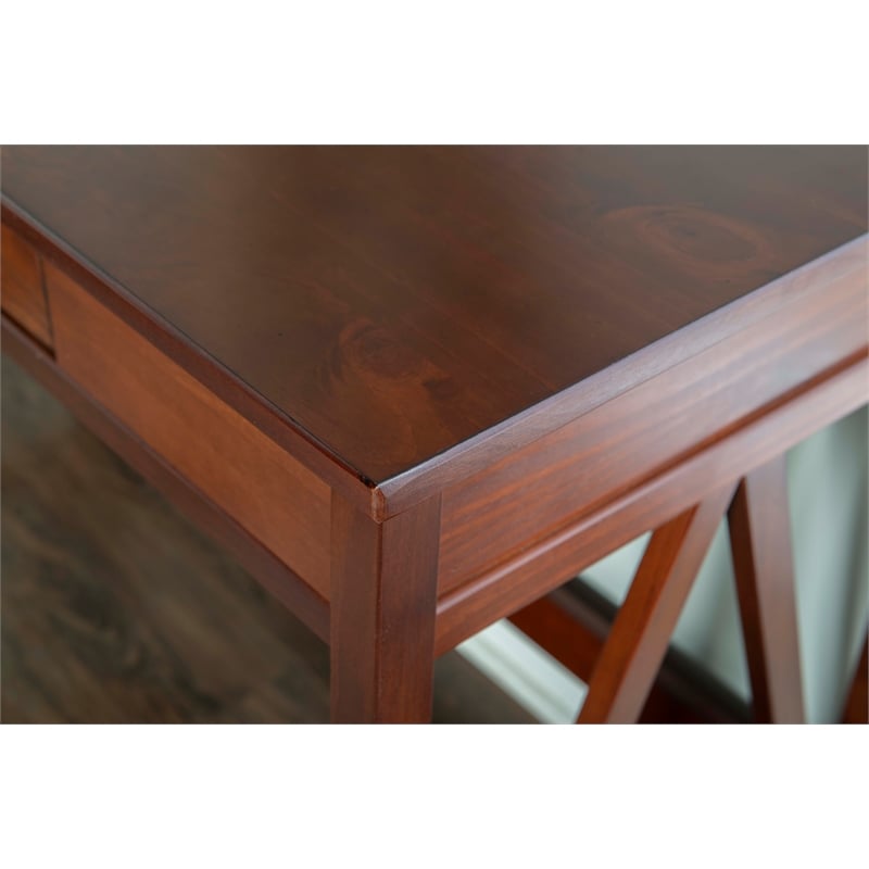 Scranton & Co Pine Wood 1 Drawer Desk in Antique Tobacco 46x20x30