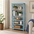 Scranton & Co Five-Tier Wood Bookcase in Sea Foam Blue Finish