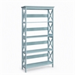 Scranton & Co Five-Tier Wood Bookcase in Sea Foam Blue Finish