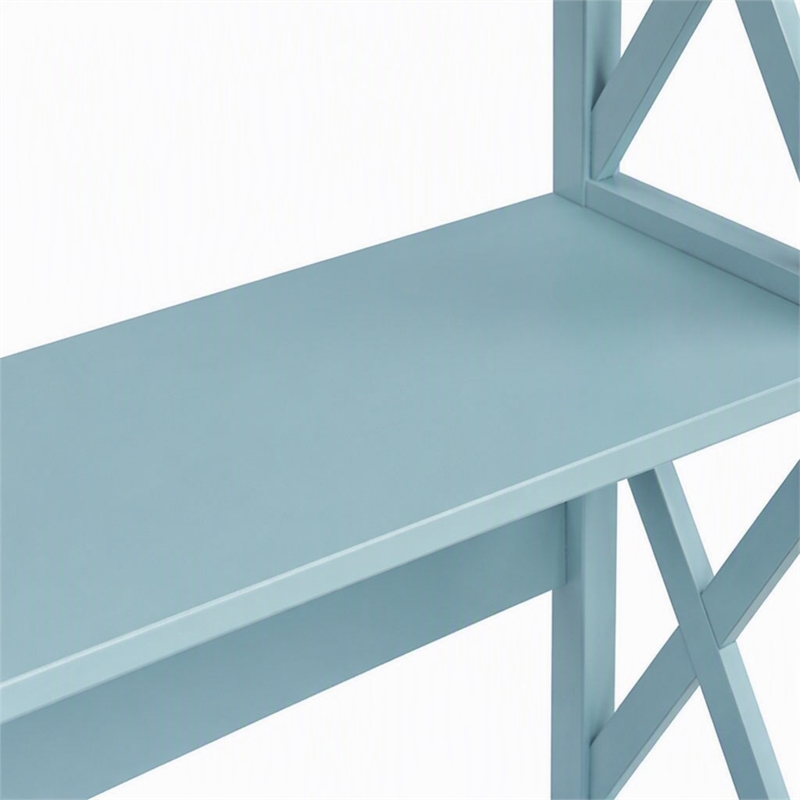 Scranton & Co Five-Tier Wood Bookcase in Sea Foam Blue Finish