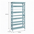 Scranton & Co Five-Tier Wood Bookcase in Sea Foam Blue Finish