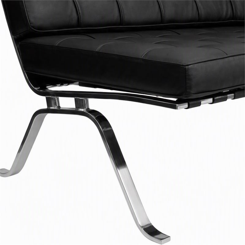 Scranton & Co Leather Tufted Loveseat in Black with Vintage Design