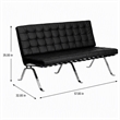 Scranton & Co Leather Tufted Loveseat in Black with Vintage Design
