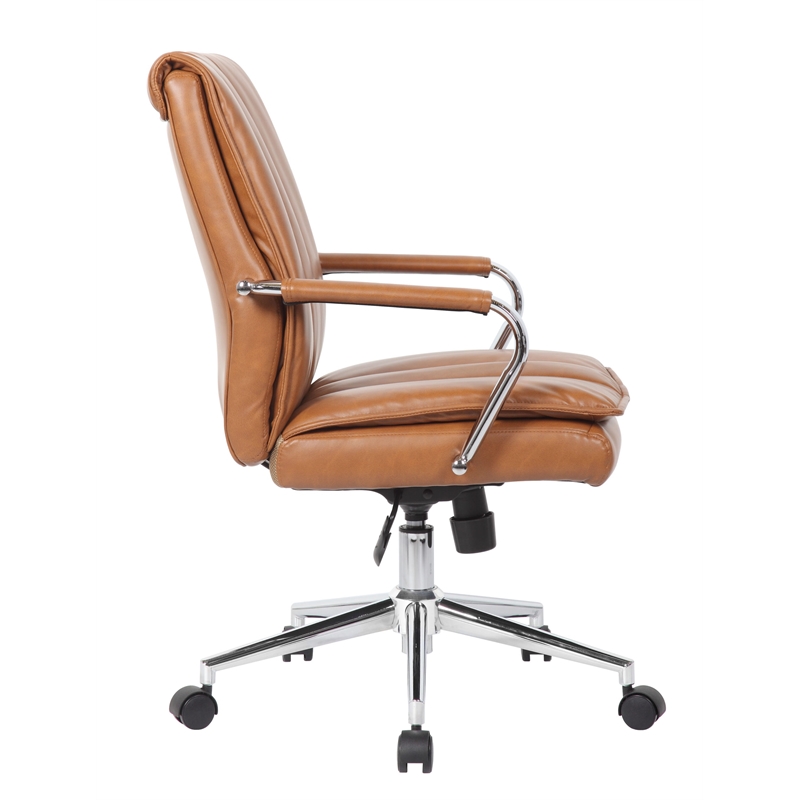 Scranton & Co Charlotte Pillow Top Vinyl Task Chair in Caramel