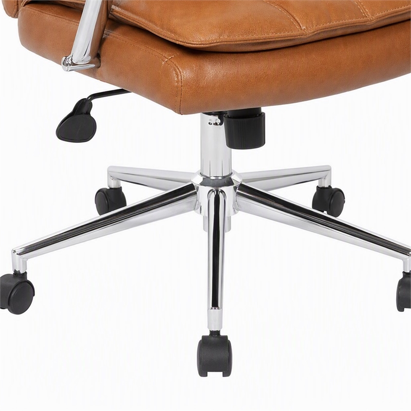 Scranton & Co Charlotte Pillow Top Vinyl Task Chair in Caramel