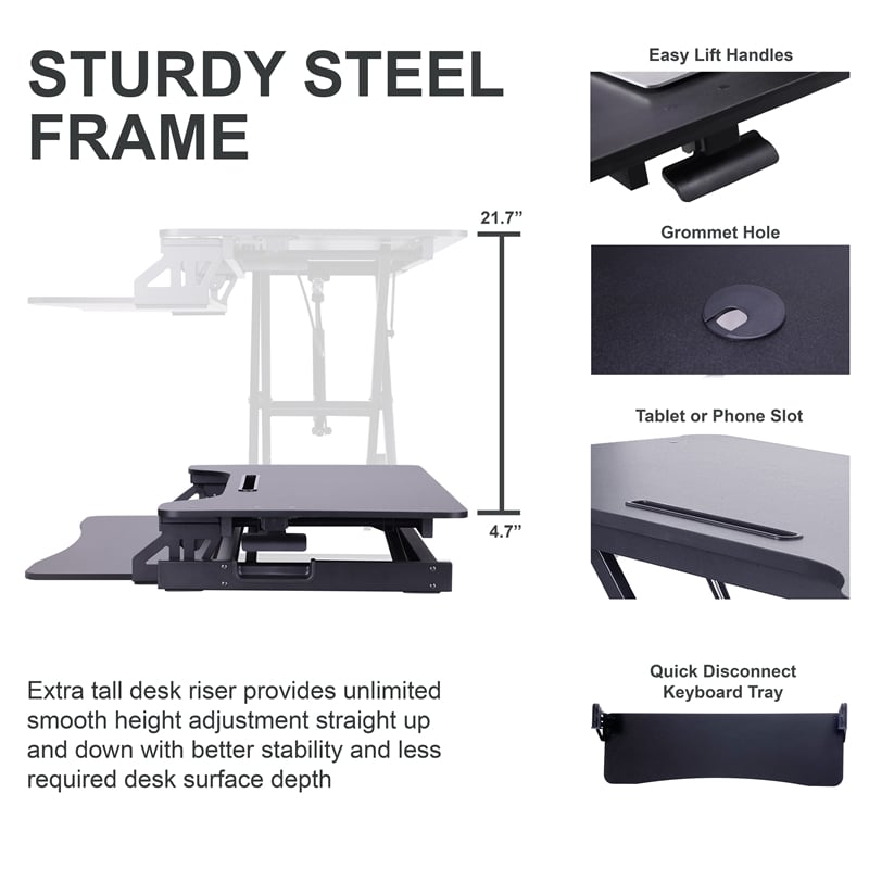 Scranton & Co 43 in Adjustable Height Standing Desk Converter Black