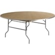 Scranton & Co Round Birchwood Folding Banquet Table in Natural and Silver