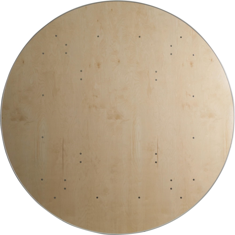 Scranton & Co Round Birchwood Folding Banquet Table in Natural and Silver