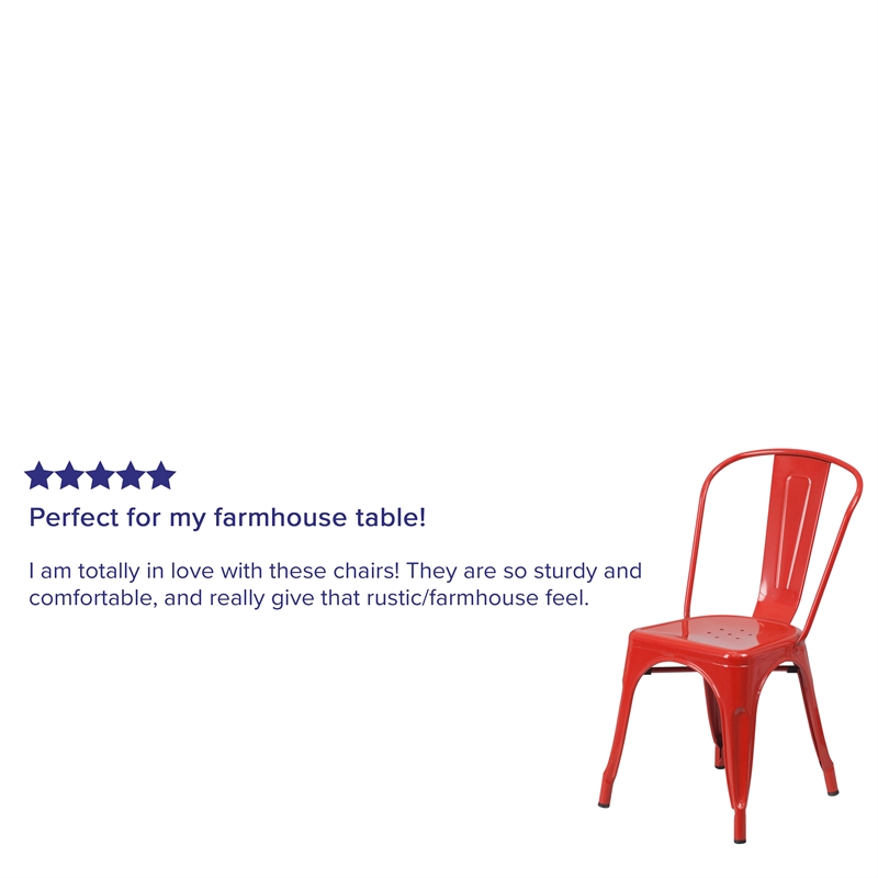 Scranton & Co Stackable Metal Dining Side Chair in Red with 500 lb Capacity