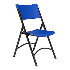Scranton & Co 32&quot Plastic Heavy-Duty Folding Chairs in Blue (Set of 4)