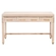 Scranton & Co Wood Desk in Light Honey Oak with 3 Drawers and Brass Accents