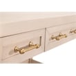 Scranton & Co Wood Desk in Light Honey Oak with 3 Drawers and Brass Accents