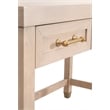 Scranton & Co Wood Desk in Light Honey Oak with 3 Drawers and Brass Accents