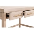 Scranton & Co Wood Desk in Light Honey Oak with 3 Drawers and Brass Accents