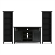 Scranton & Co Pine Wood TV Stand and Bookcase Set in Black for Small Spaces