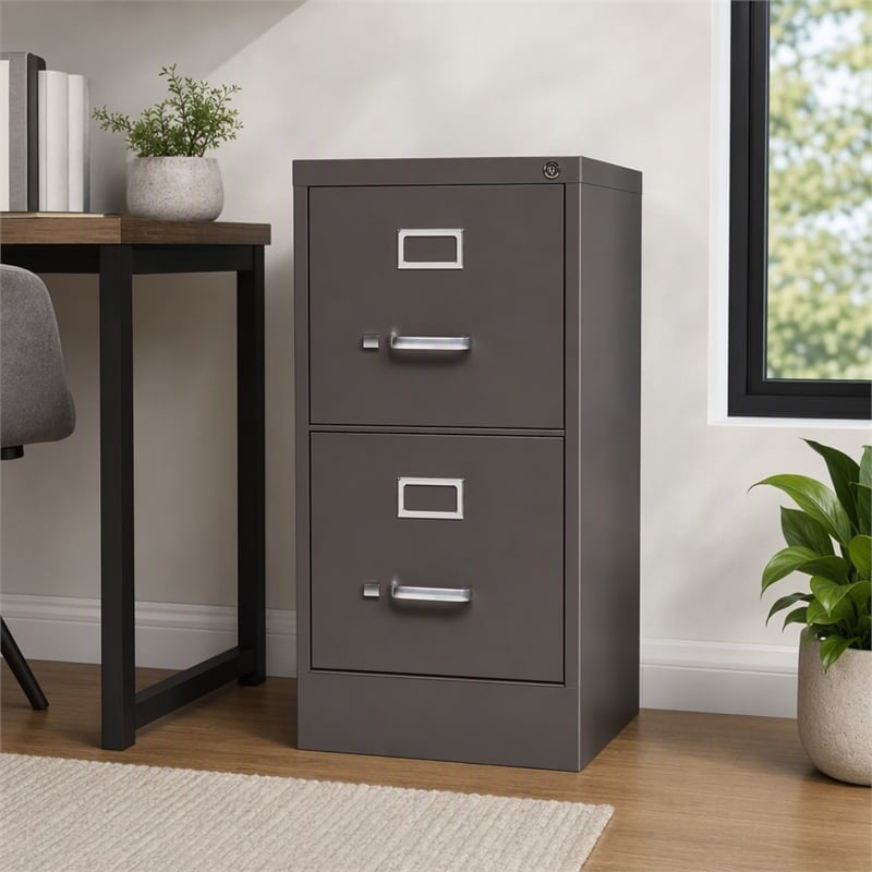 Scranton & Co 26.5-In Deep 2 Drawer Vertical Metal File Cabinet Espresso