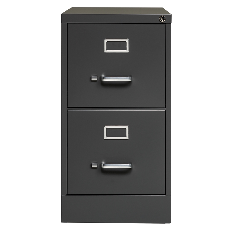 Scranton & Co 2-Drawer Letter Width Metal File Cabinet in Charcoal