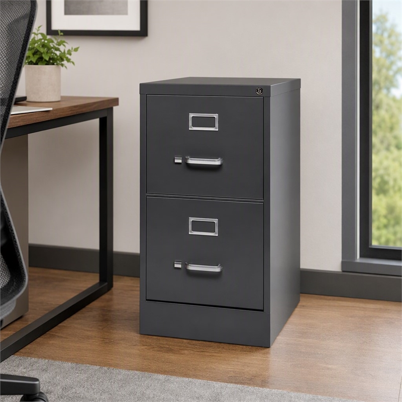 Scranton & Co 2-Drawer Letter Width Metal File Cabinet in Charcoal