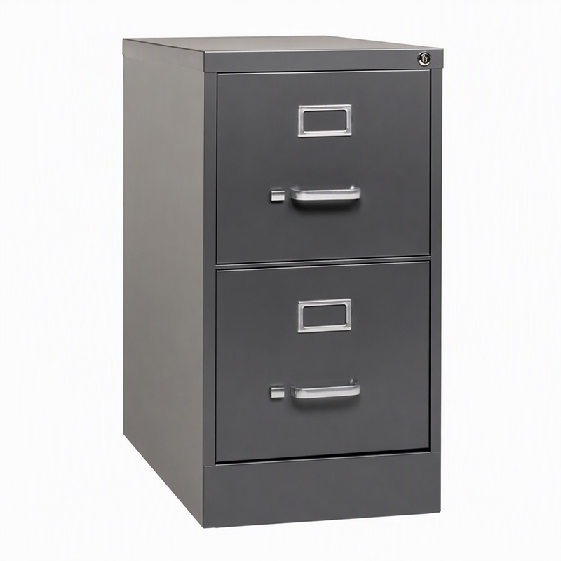 Scranton & Co 2-Drawer Letter Width Metal File Cabinet in Charcoal