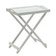 Scranton & Co Folding Tray Table in White Wood Finish with Handles