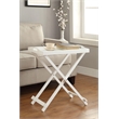 Scranton & Co Folding Tray Table in White Wood Finish with Handles